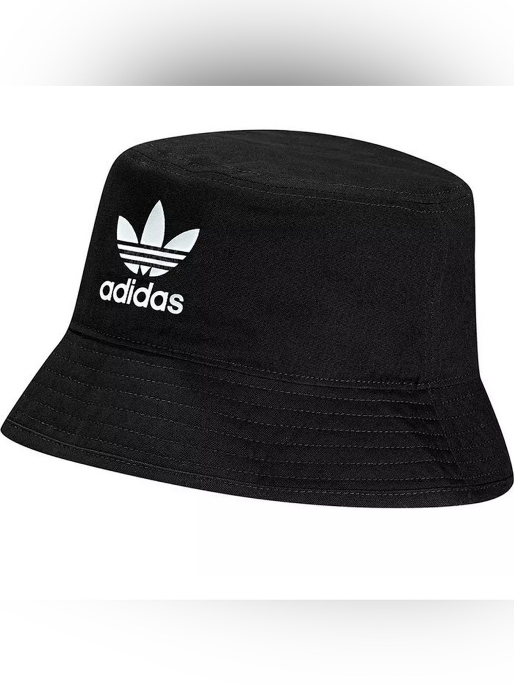 adidas Black Bucket Hat with White Trefoil Logo
